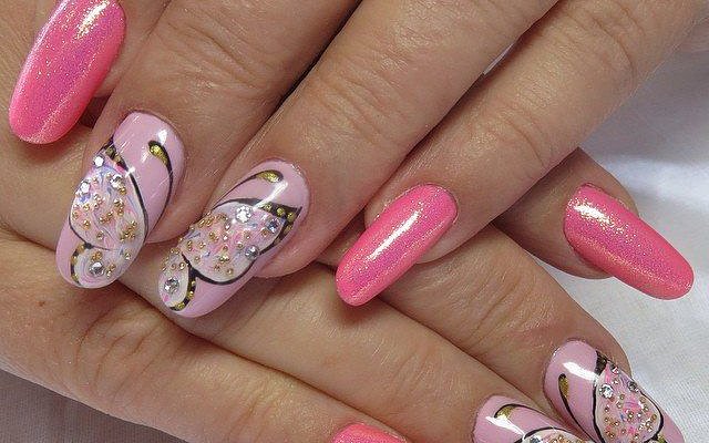 Ногти Миндаль Розовые С Рисунком